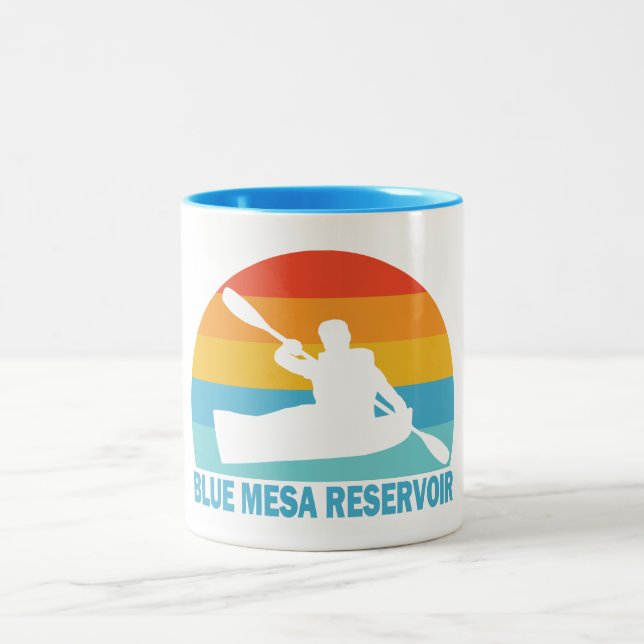 Blue Mesa Reservoir Colorado Kayak Two-Tone Coffee Mug (Center)