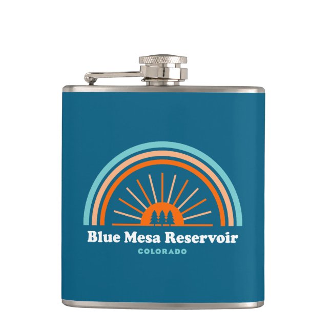 Blue Mesa Reservoir Colorado Rainbow Hip Flask (Front)