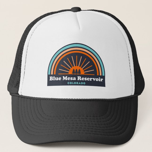 Blue Mesa Reservoir Colorado Rainbow Trucker Hat (Front)