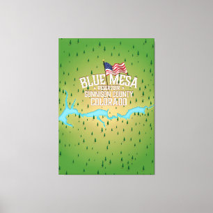 Blue Mesa Reservoir, Gunnison,Gunnison County Map Canvas Print