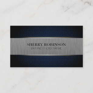 Blue Mesh Metallic Brushed Banner Business Card