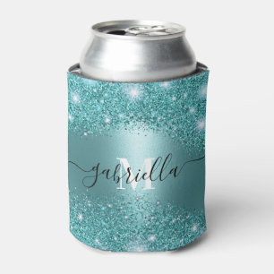 Blue Metal and Glitter Can Cooler