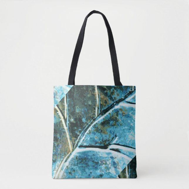 blue metal leaf pattern tote bag (Front)