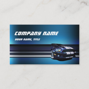 Blue Metal Mustang Car Business Card