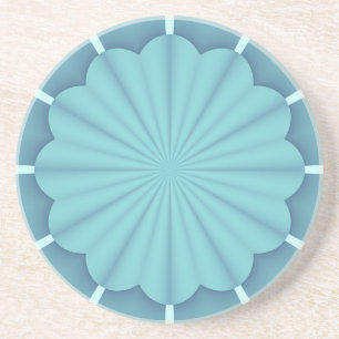 Blue Metallic Abstract Flower Coaster