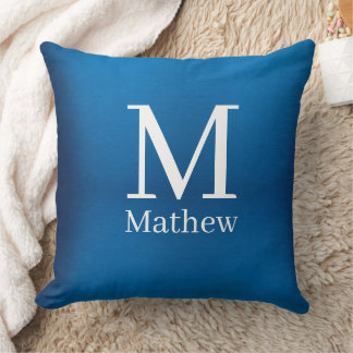 blue metallic abstract shiny monogram name man  cushion