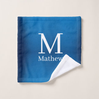 blue metallic abstract shiny monogram name man  wash cloth