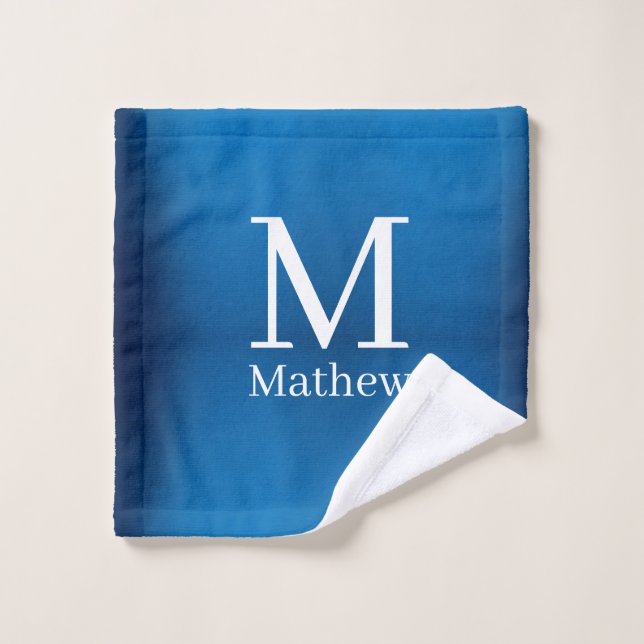 blue metallic abstract shiny monogram name man  wash cloth (Wash Cloth)