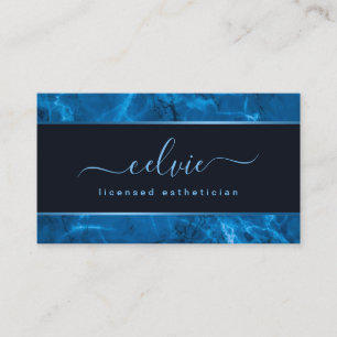Blue Metallic Frame and Marble Business Card