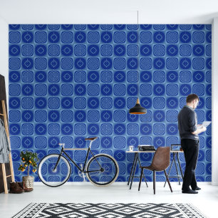 Blue Metallic Pattern Wallpaper
