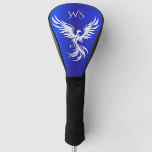 Blue Metallic Silver Phoenix Monogram Initials Golf Head Cover