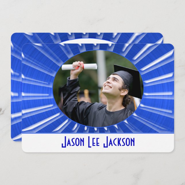 Blue Metallic Sunburst Invitation (Front/Back)