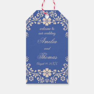 Blue Mexican Floral Wedding Welcome Gift Tags