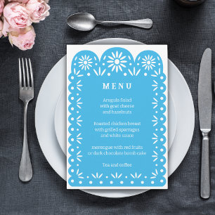 Blue MEXICAN PAPEL PICADO menu