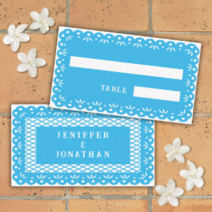 BLUE MEXICAN PAPEL PICADO place card