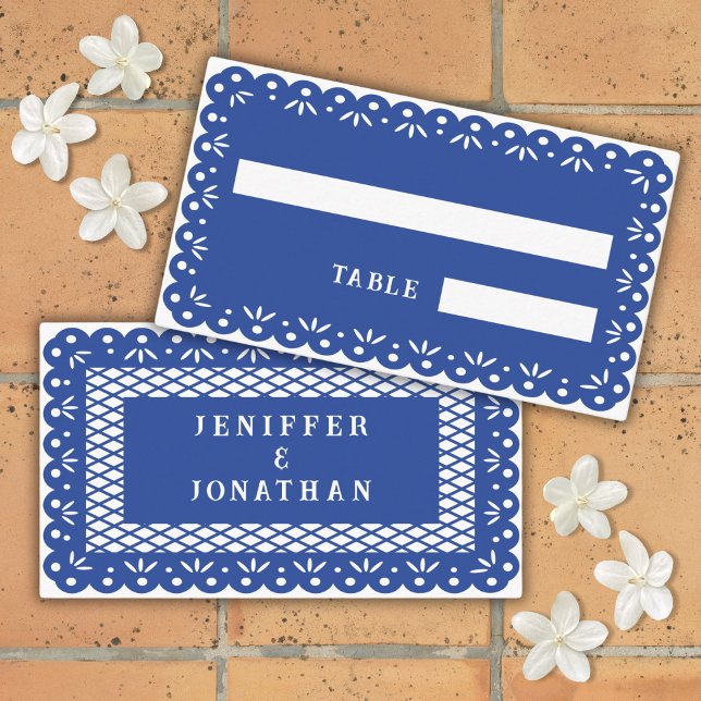 BLUE MEXICAN PAPEL PICADO place card (Creator Uploaded)