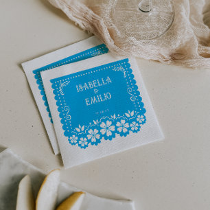 Blue   Mexican Papel Picado Wedding Napkin