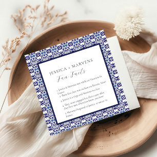 Blue Mexican Talavera Spanish fun facts wedding  Napkin