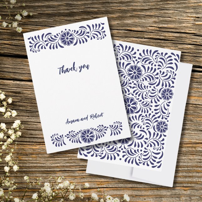 BLUE MEXICAN TALAVERA THANK YOU CARD (Creator Uploaded)