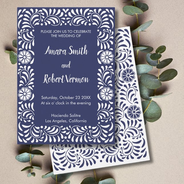 Blue Mexican Talavera wedding invitation (Creator Uploaded)