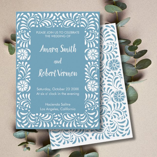 Blue Mexican Talavera wedding invitation (Creator Uploaded)