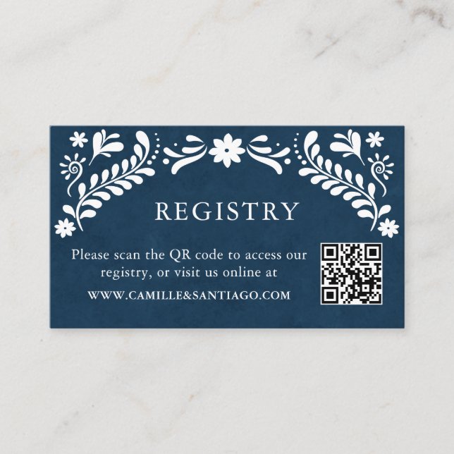 Blue Mexican Wedding Registry Enclosure Card (Front)