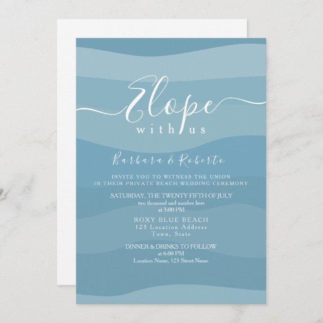 Blue Micro Wedding Invitation (Front/Back)