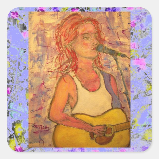 blue microphone songstress drip square sticker (Front)