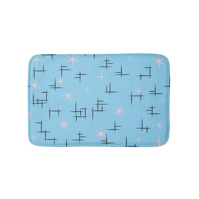 Blue Mid Century Modern Bath Mat (Front)