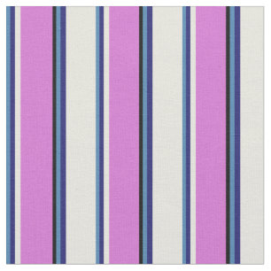 Blue, Midnight Blue, Beige, Orchid & Black Lines Fabric