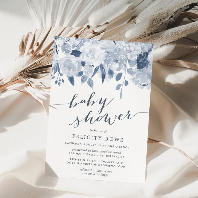 Blue Midsummer Floral | Baby Shower Invitation (Creator Uploaded)