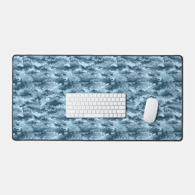 Blue military pixelated camouflage pattern desk mat (Keyboard & Mouse)