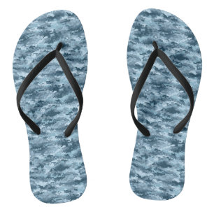 Blue military pixelated camouflage pattern jandals