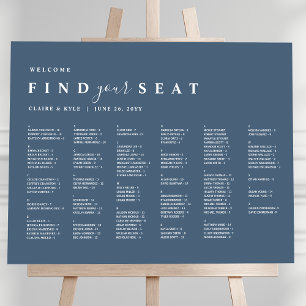 Blue Minimal Alphabetical Wedding Seating Chart