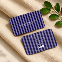 blue minimal elegant striped Business Card