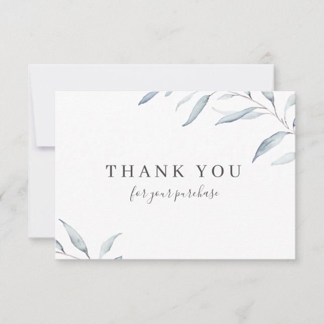 Blue minimal greenery business logo thank you invitation (Front)
