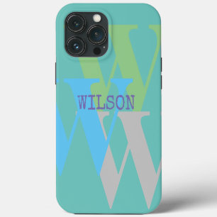 blue minimal monogram name modern simple gift iPhone 13 pro max case