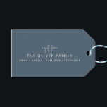 Blue Minimal Personalised A Gift From Family Name  Tags<br><div class="desc">Minimalist Personalised A Gift From Family Name Gift Tags in Dark Blue</div>
