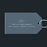 Blue Minimal Personalised A Gift From Family Name  Tags<br><div class="desc">Minimalist Personalised A Gift From Family Name Gift Tags in Dark Blue</div>