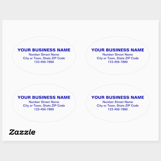 Blue Minimal Plain Texts of Brand on White Oval Sticker (Sheet)