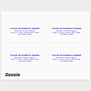 Blue Minimal Plain Texts of Brand on White Rectangular Sticker
