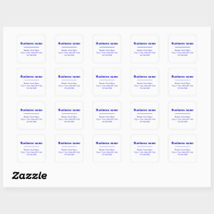 Blue Minimal Plain Texts of Brand on White Square Sticker
