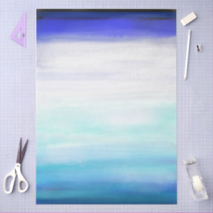 Blue Minimal Watercolor Waves Tissue Paper