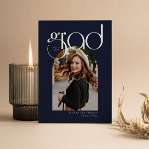 Blue Minimalist Arch Modern 5 Photos Graduation Invitation