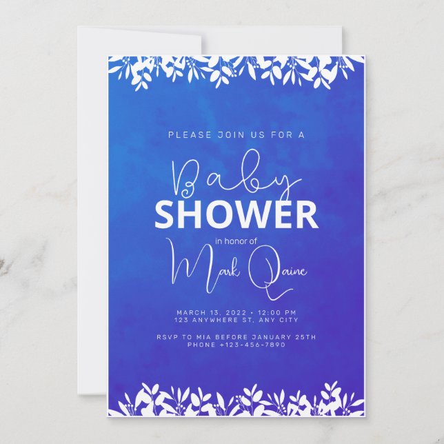 Blue Minimalist Baby Shower Invitation (Front)