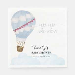 Blue Minimalist Boho Hot Air Balloon Baby Shower  Napkin