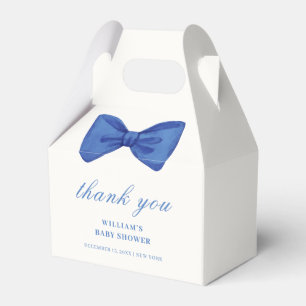 Blue Minimalist Bow Boy Baby Shower Thank You Favour Box