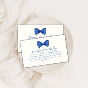 Blue Minimalist Bow Boy Books For Baby Shower  Enclosure Card