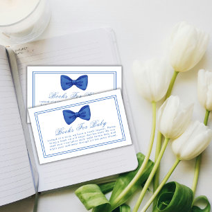 Blue Minimalist Bow Frame Books For Baby Shower  Enclosure Card