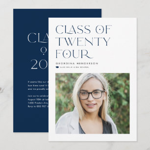 Blue Minimalist Class of 2024 Photo Graduation Announcement